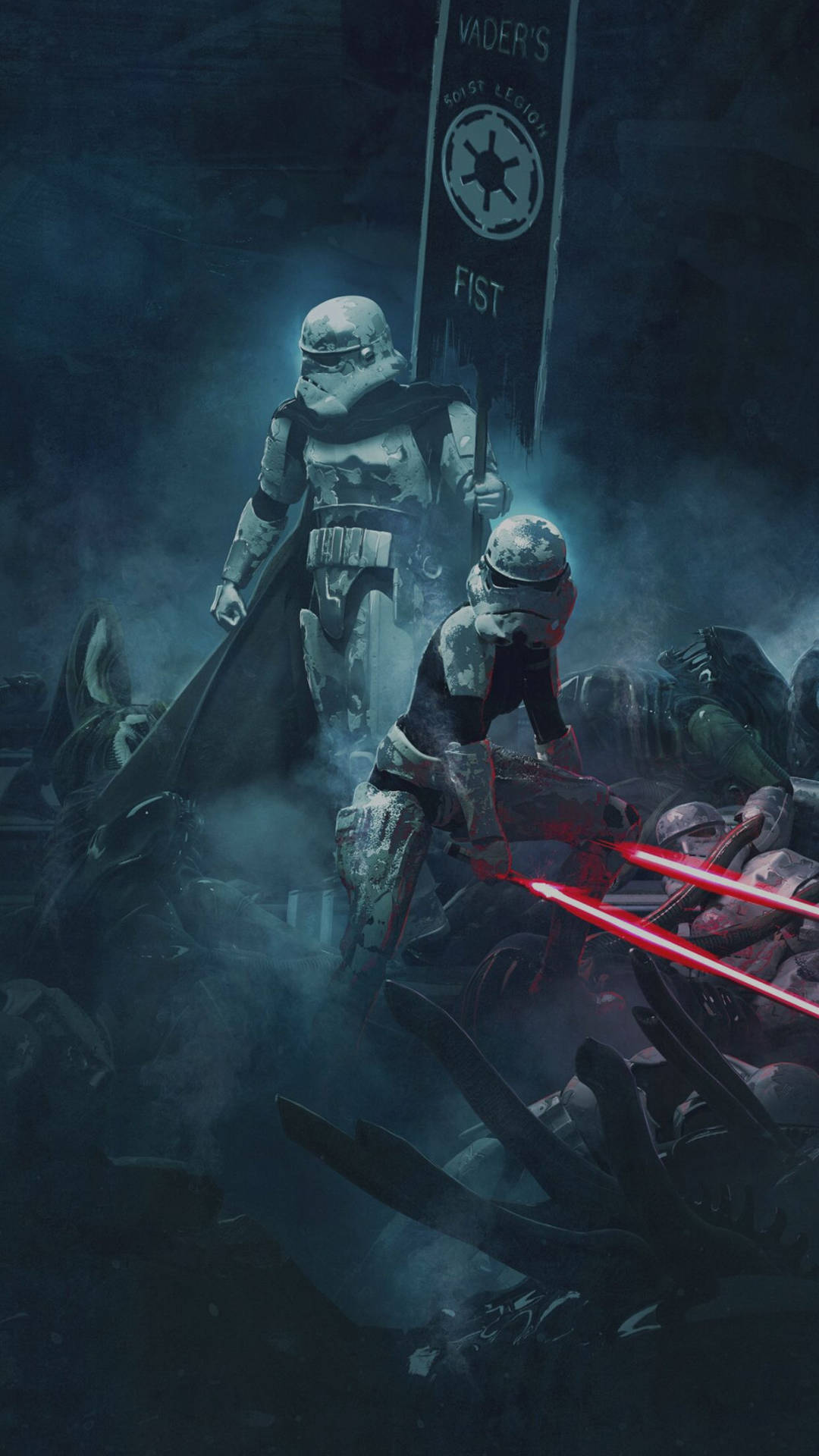 Stormtroopers Wielding Lightsabers Wallpaper