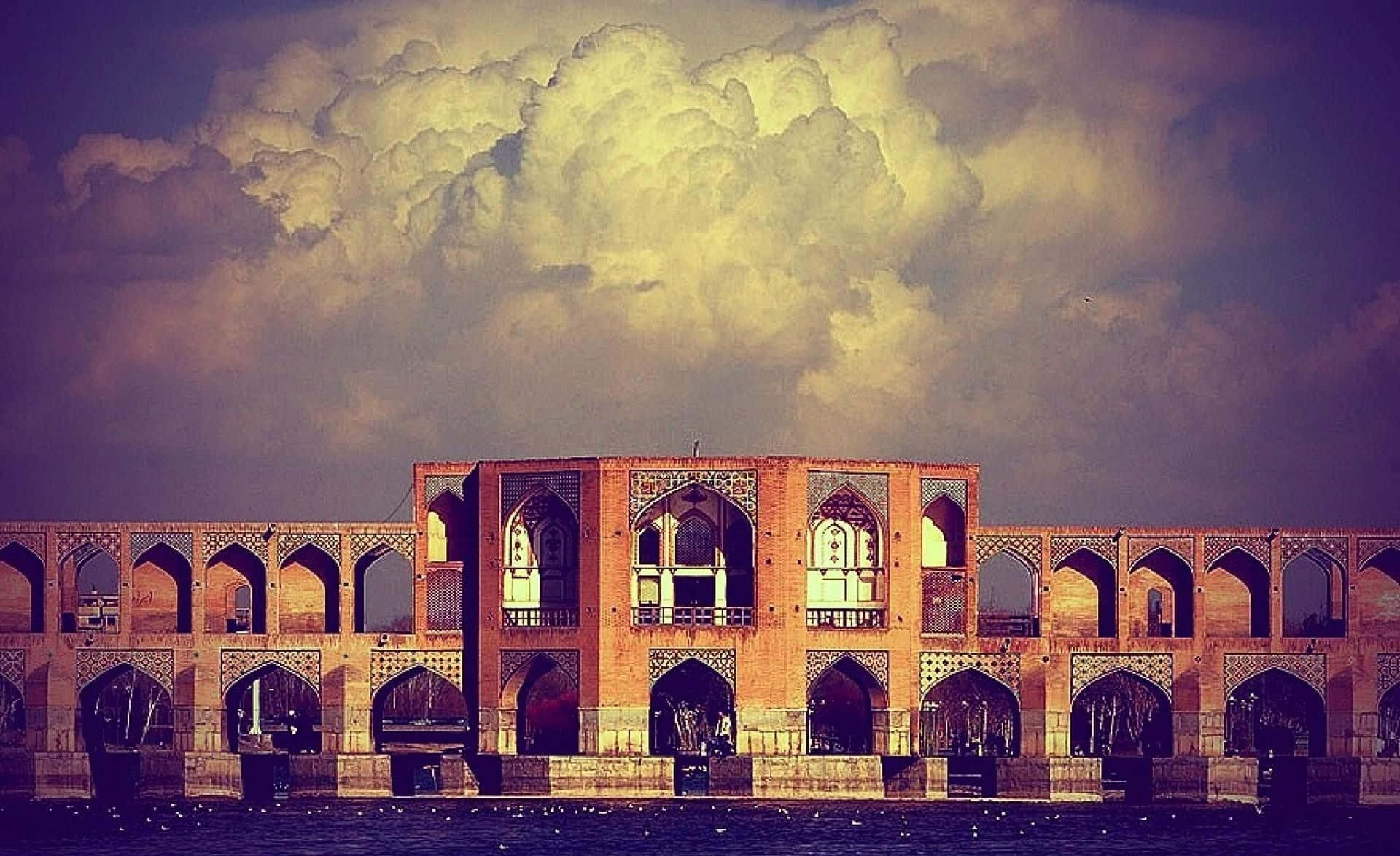Stormy Clouds Over Isfahan Bridge Wallpaper