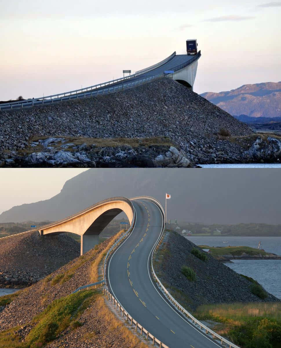 "Storseisundet Bridge: The Dramatic Gateway to Norway's Islands" Wallpaper