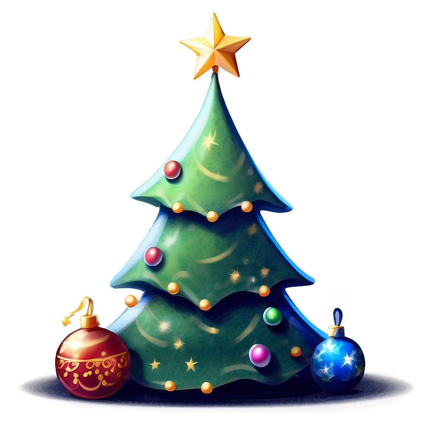 Storybook Cute Christmas Tree Png Qfg PNG