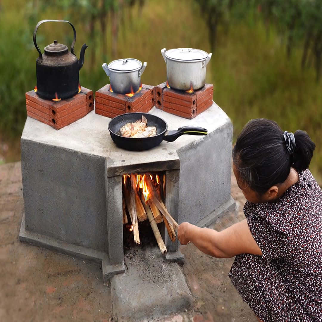 "Cooking with a modern stove"