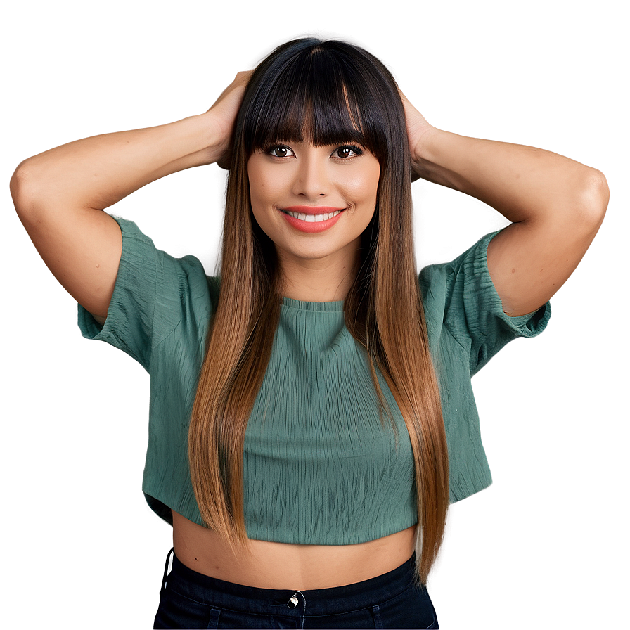 Straight Hair With Bangs Png 05252024 PNG