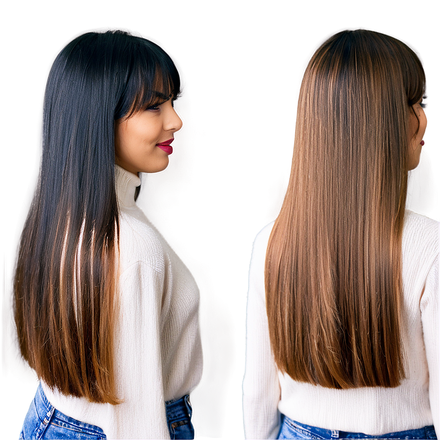 Straight Hair With Bangs Png Rnm7 PNG