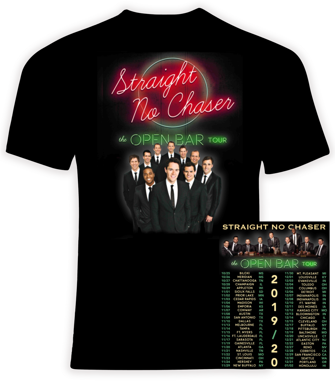 Straight No Chaser Open Bar Tour T Shirt PNG