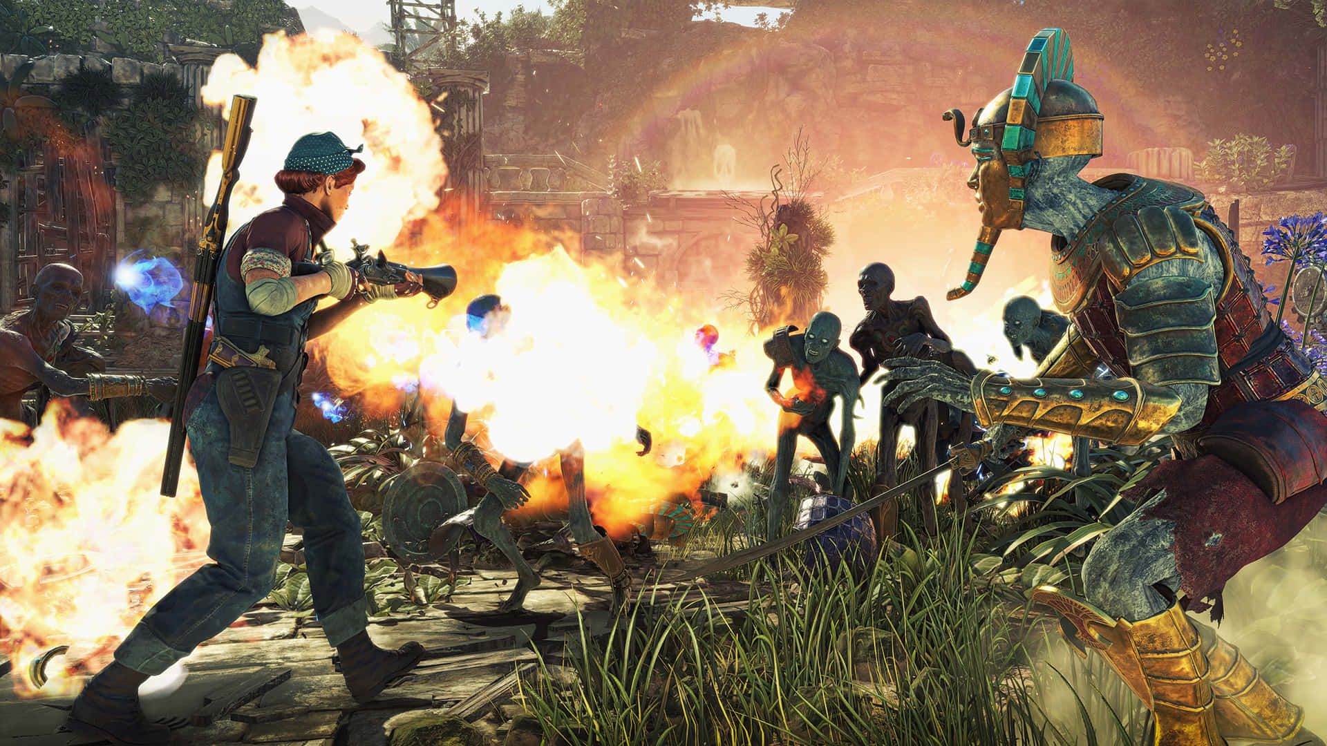 A Group Of Zombies Are Fighting In A Video Game