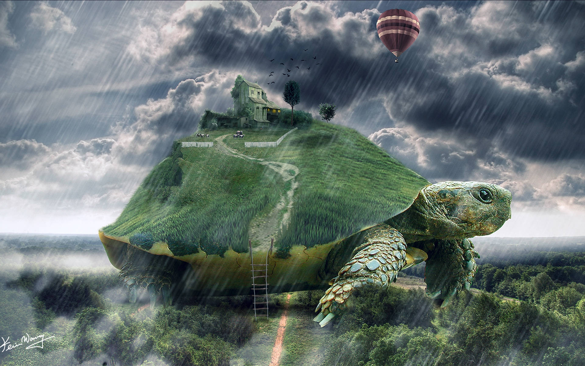 Strange Giant Tortoise Island Aesthetic Wallpaper