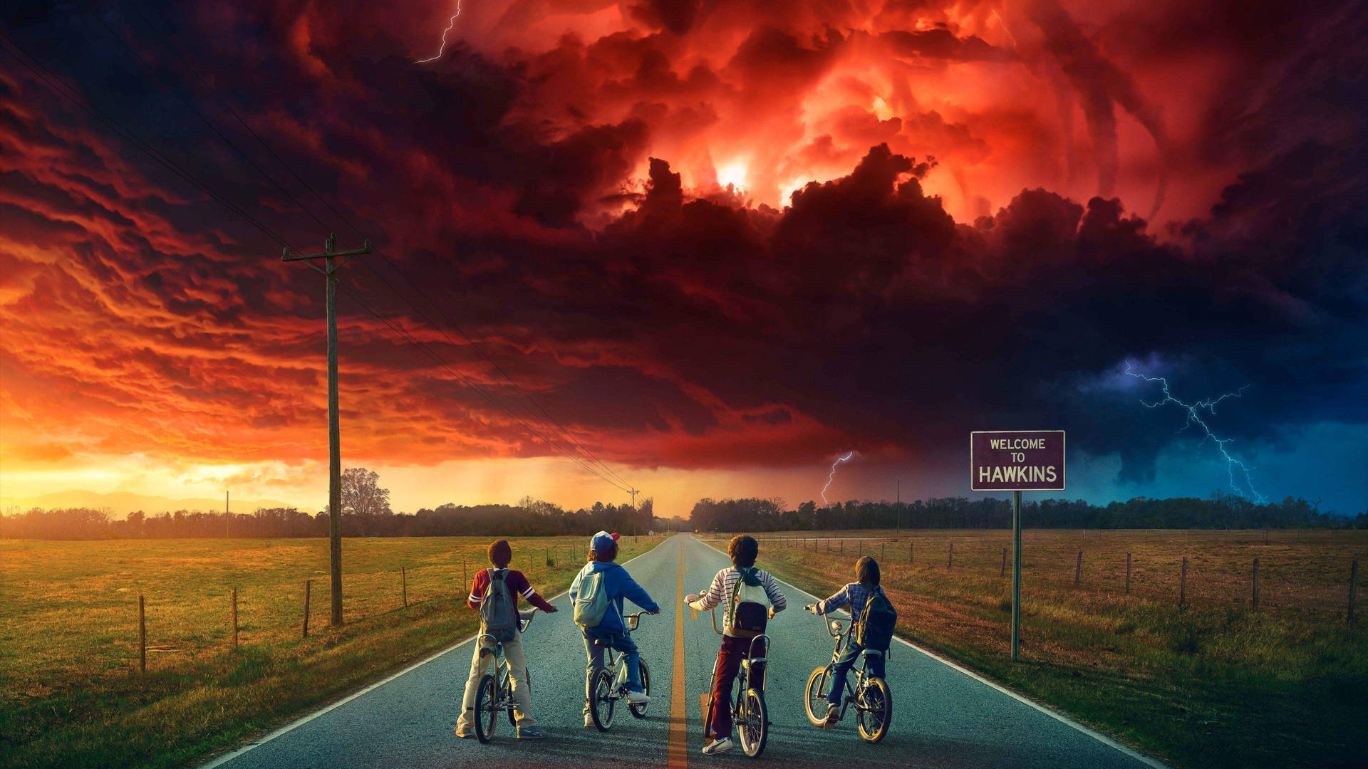 Stranger Things 4k Main Cast On Bike Wallpaper