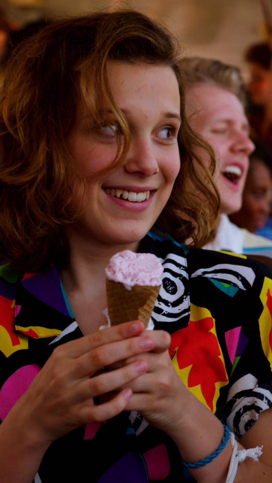 Stranger Things Cast Eleven Holding Ice Cream Wallpaper