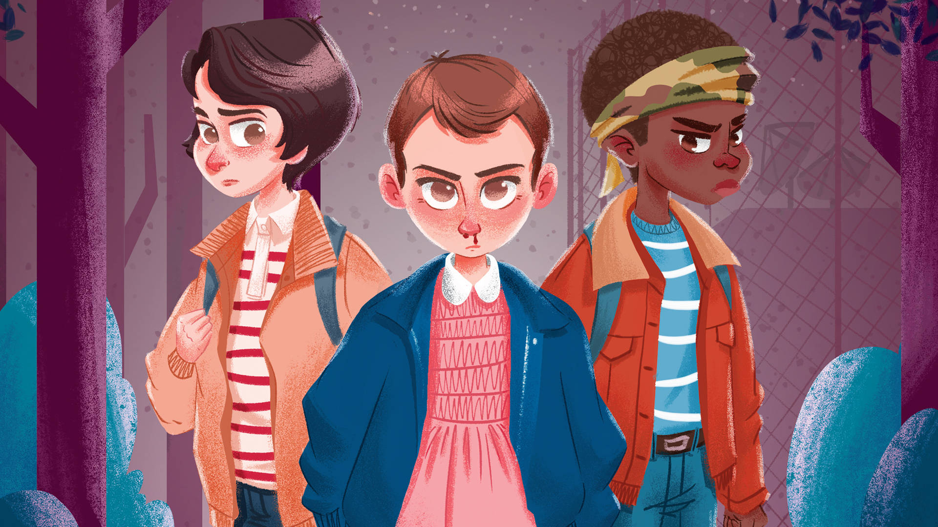 Stranger Things Cast Eleven, Mike, And Lucas Wallpaper