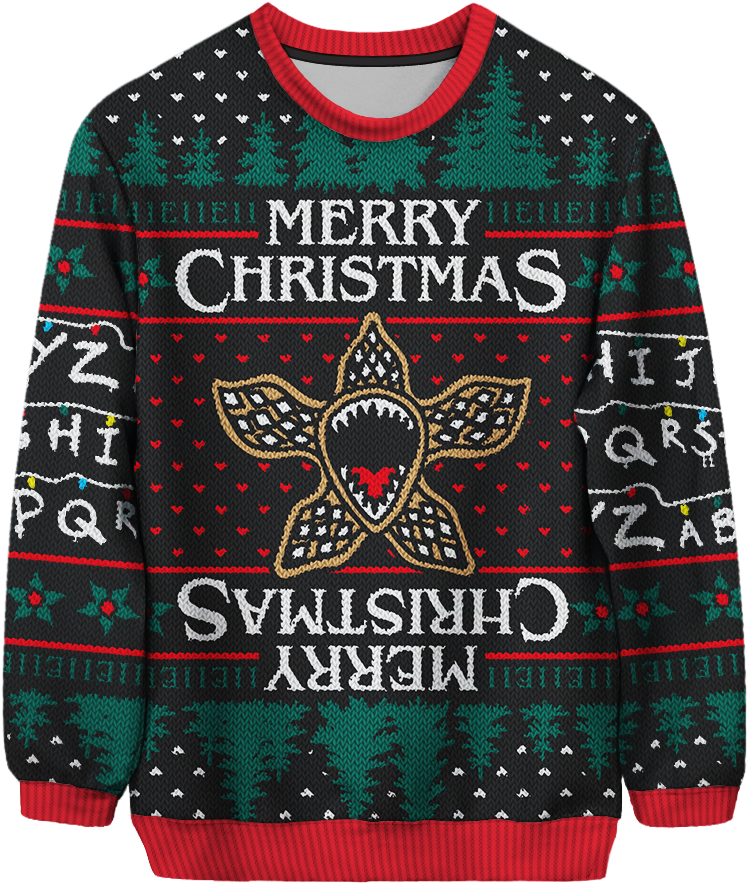 Stranger Things Inspired Christmas Sweater PNG