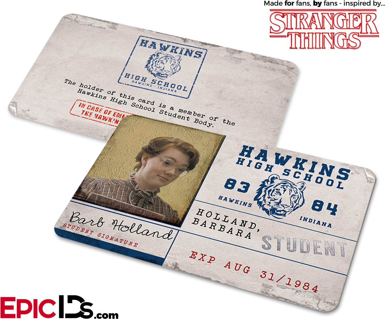 Stranger Things Inspired Hawkins High School I D Card PNG