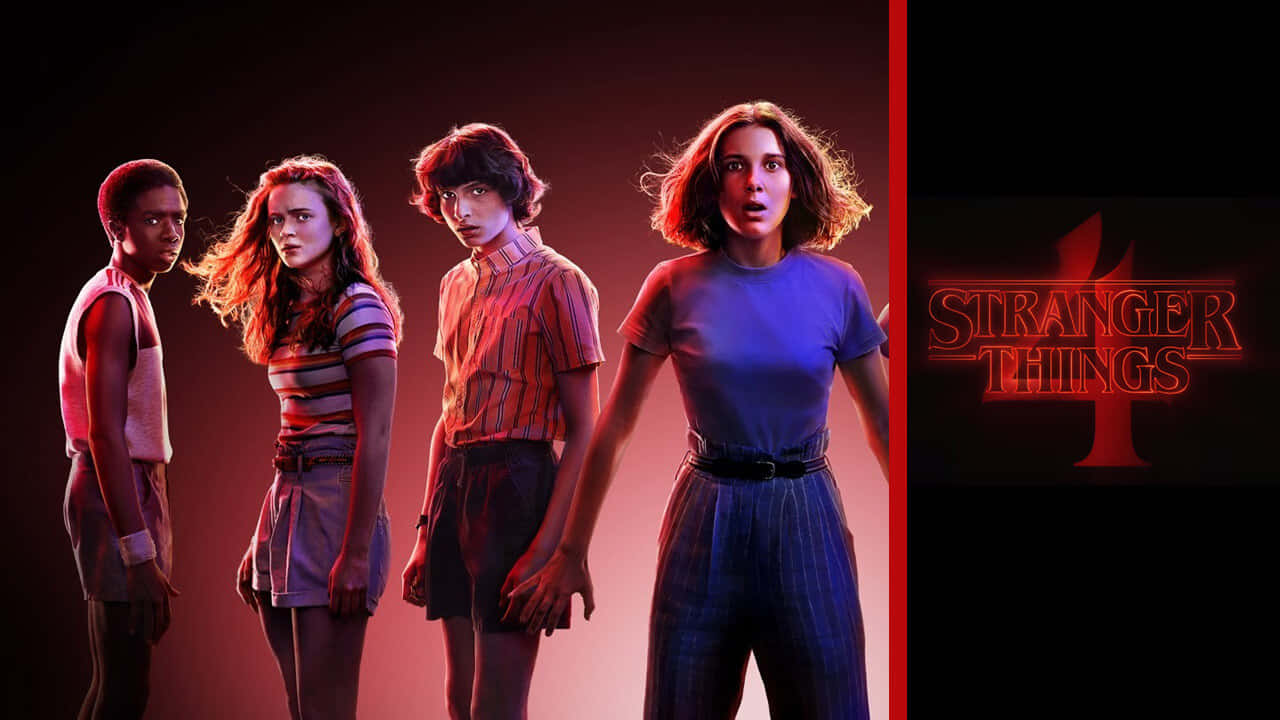 Personagensda Quarta Temporada De Stranger Things Com Imagem Do Logo.