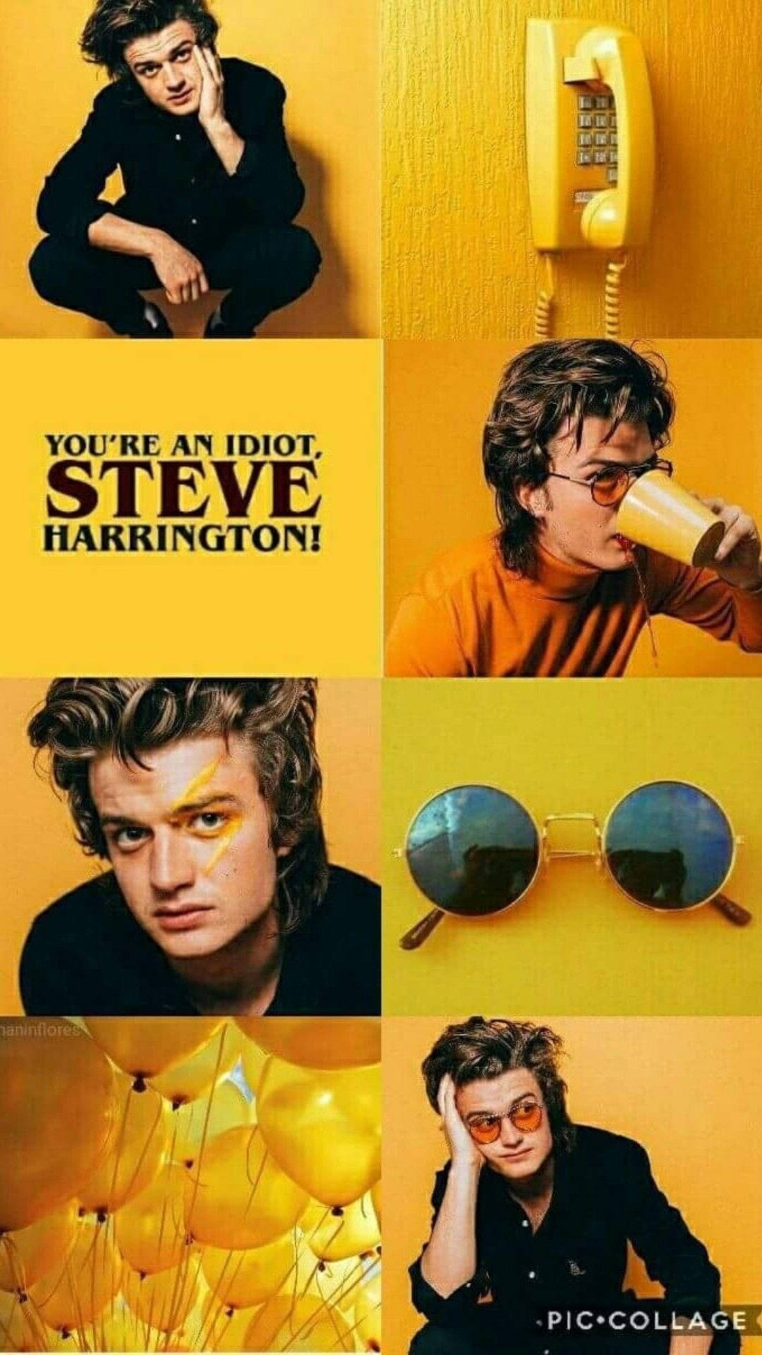 Stranger Things Steve Harrington Yellow Collage Wallpaper