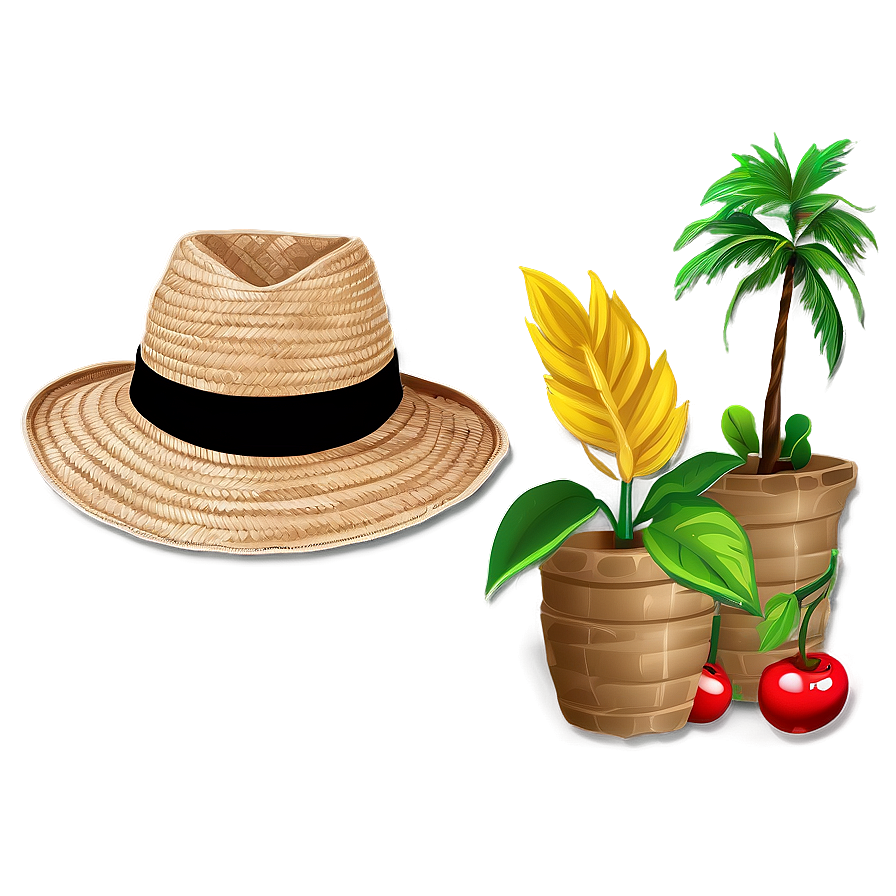 Download Straw Hat For Sun Protection Png Baw | Wallpapers.com