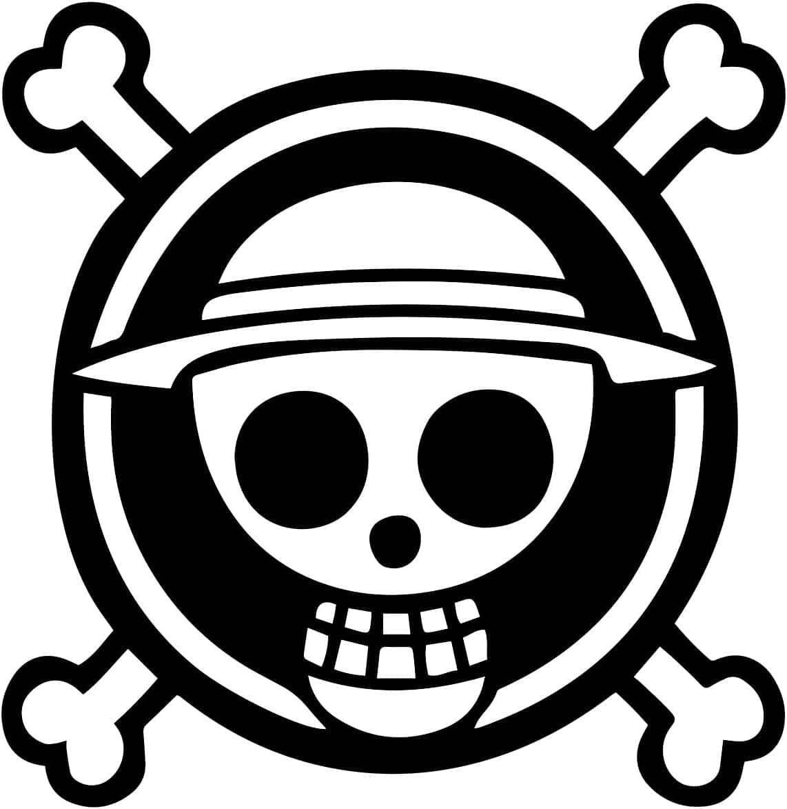 Enbild Av One Piece-logotypen Med Skelett Och Korsade Ben Som Bakgrundsbild På Datorn Eller Mobilen. Wallpaper