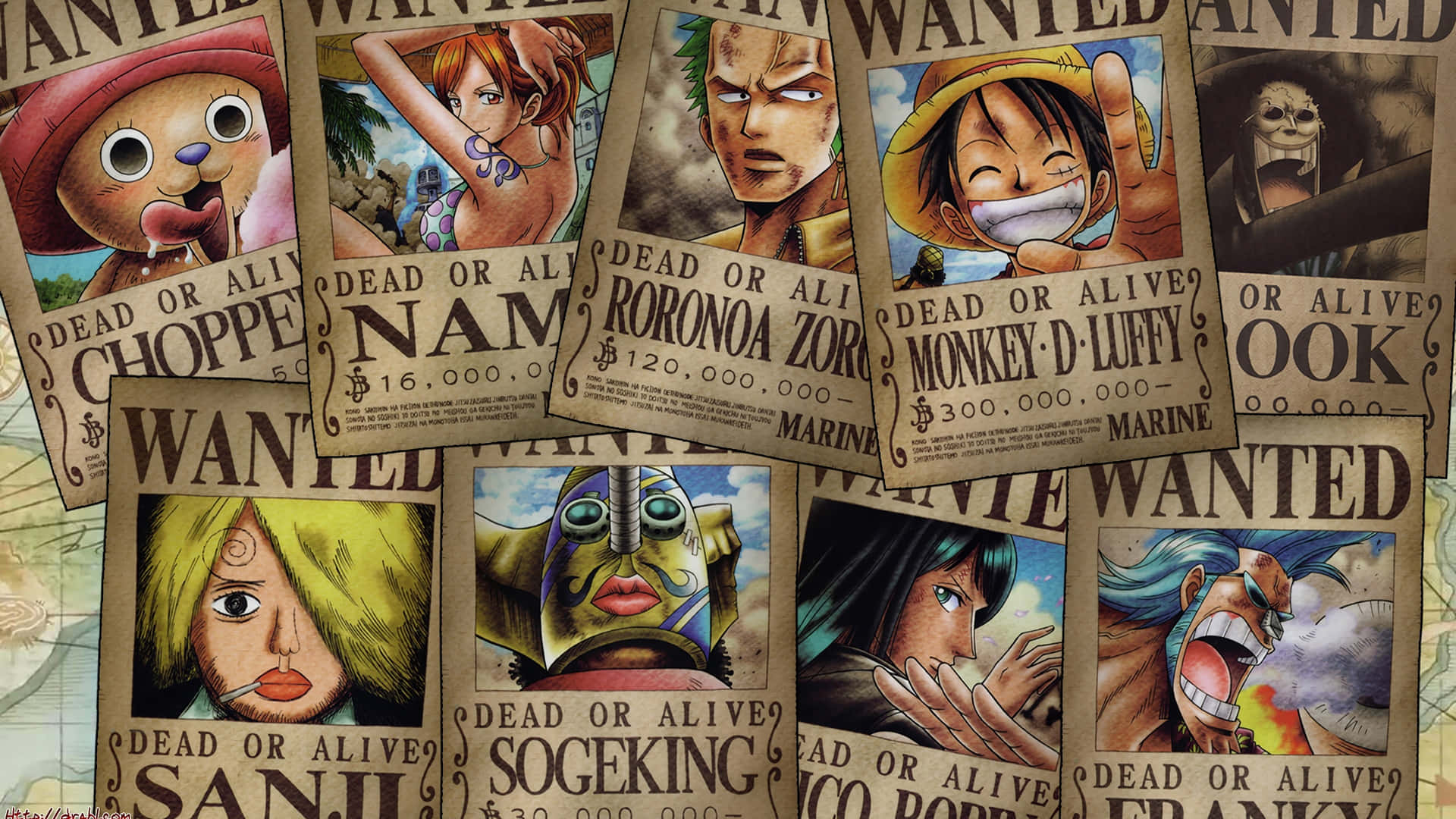 Straw Hat Pirates Wanted Posters Wallpaper