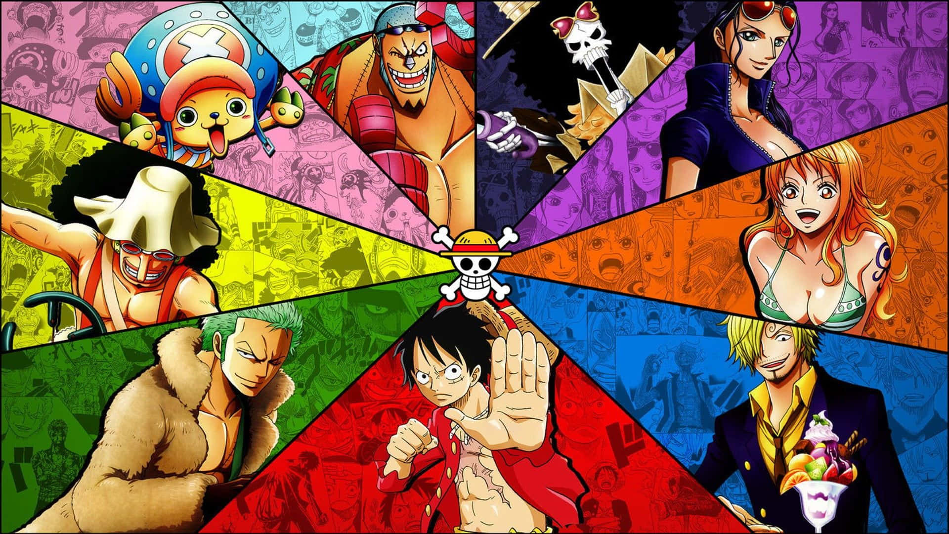 Straw Hat Pirates Colorful Radial Collage Wallpaper