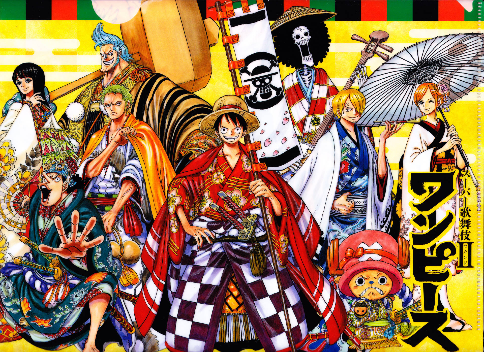 Strohhutpiraten Aus One Piece Mit Wano 4k Fanart. Wallpaper