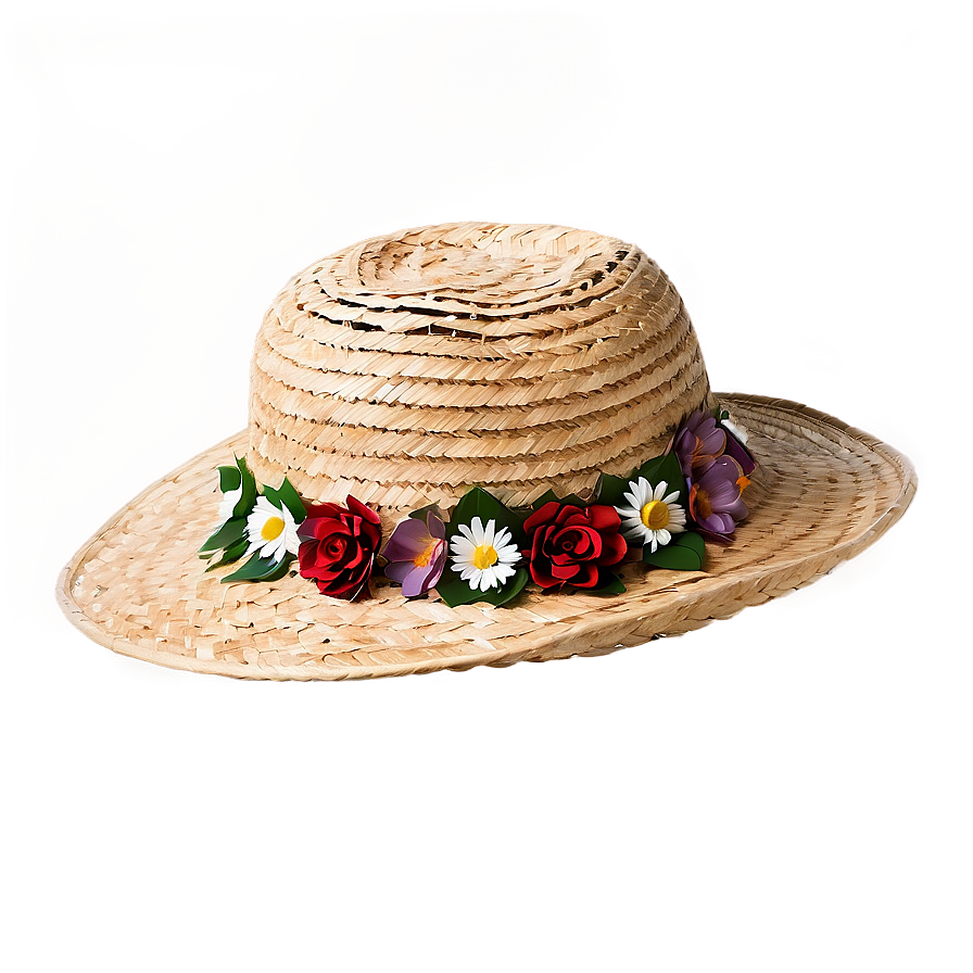 Straw Hat With Flowers Png Ltl91 PNG