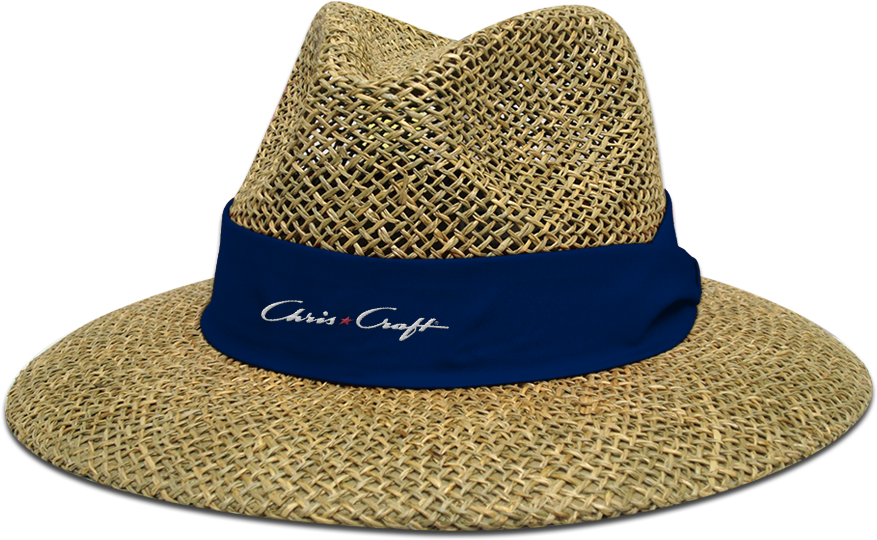 Straw Hatwith Blue Ribbon PNG