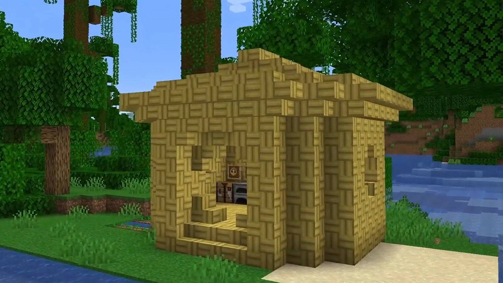 Straw Hut In The Forest Minecraft Hd Wallpaper