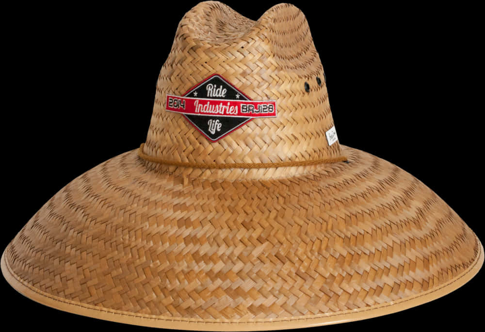 Straw Sombrero Hatwith Patch PNG