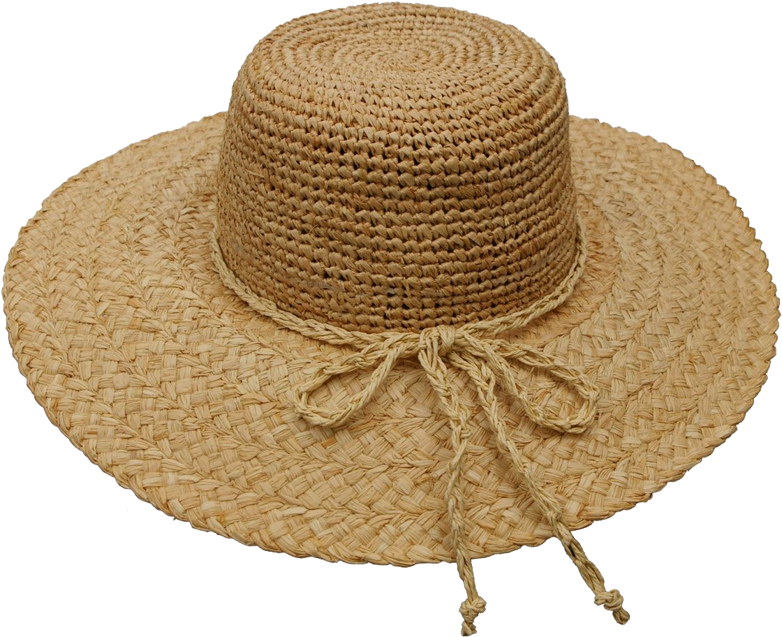Straw Sun Hatwith Bow Tie PNG