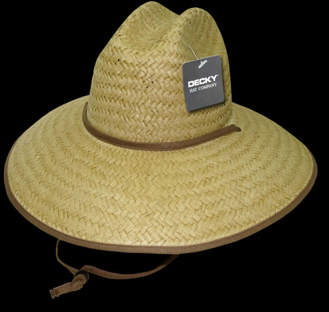 Straw Sun Hatwith Tag PNG