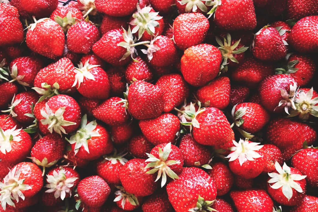 Aesthetic Pile Of Strawberries Background