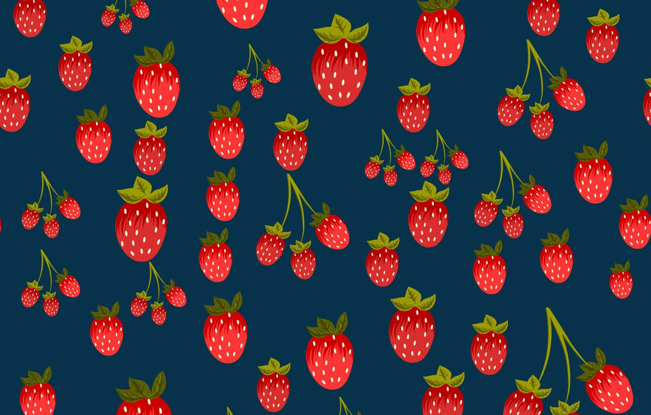 Dark Blue Aesthetic Strawberries Background
