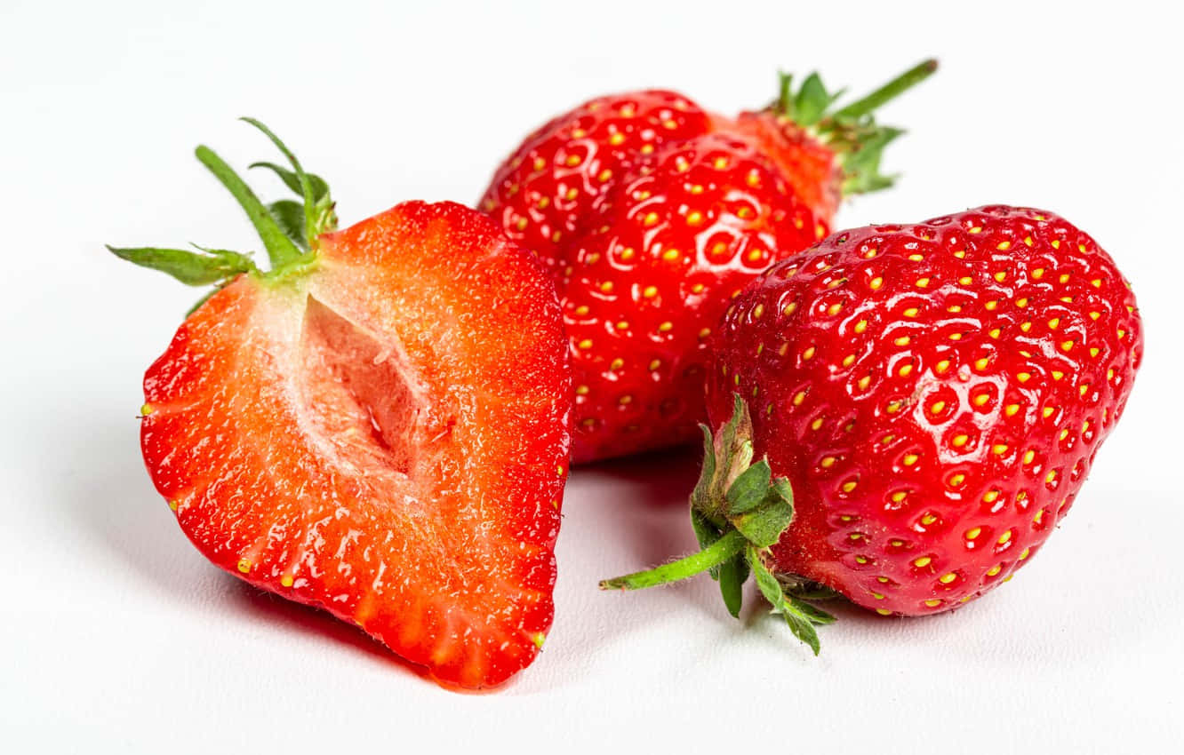 Strawberries Background With Sliced Parts Background