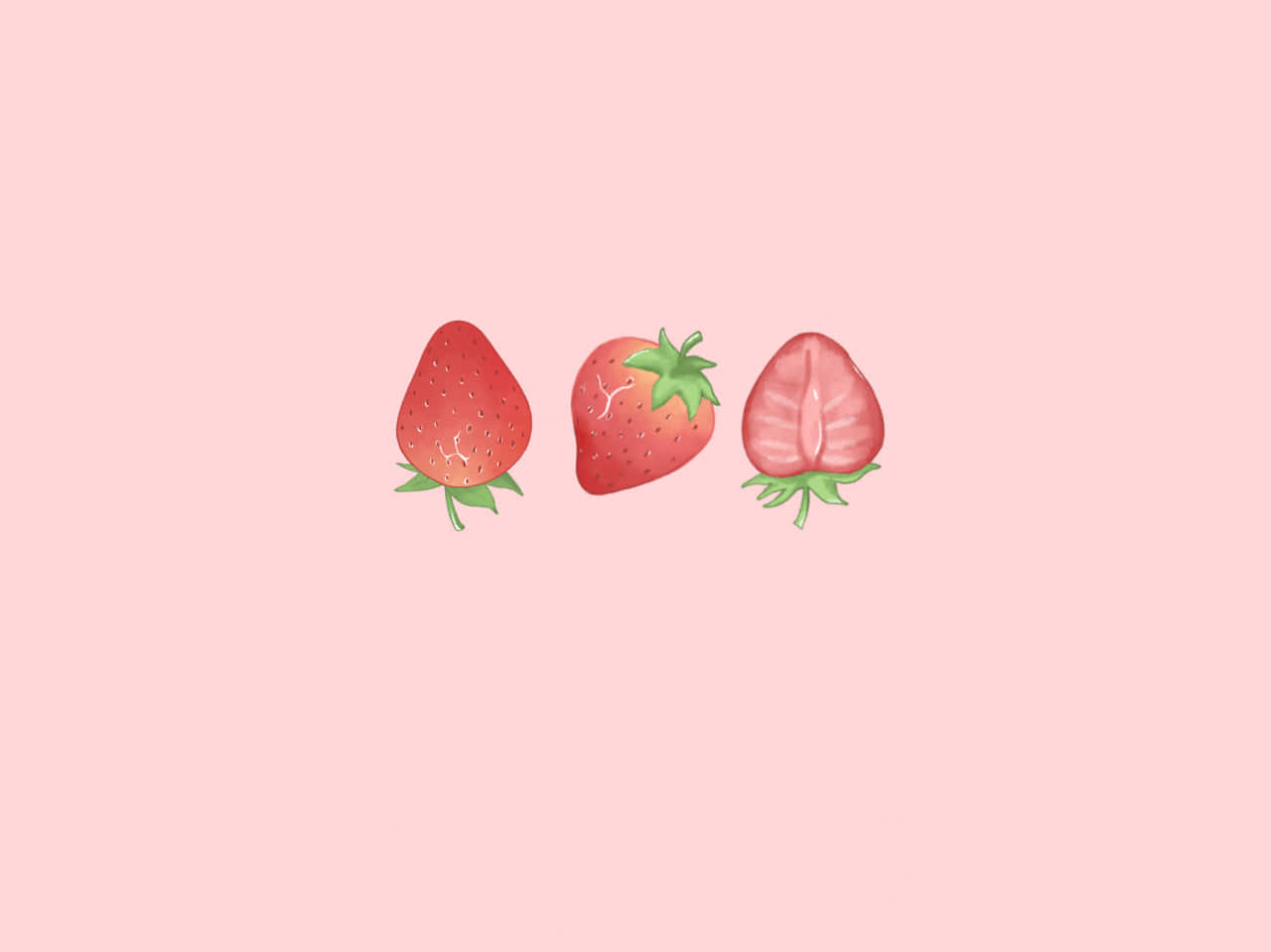 Pink Digital Art Strawberries Background