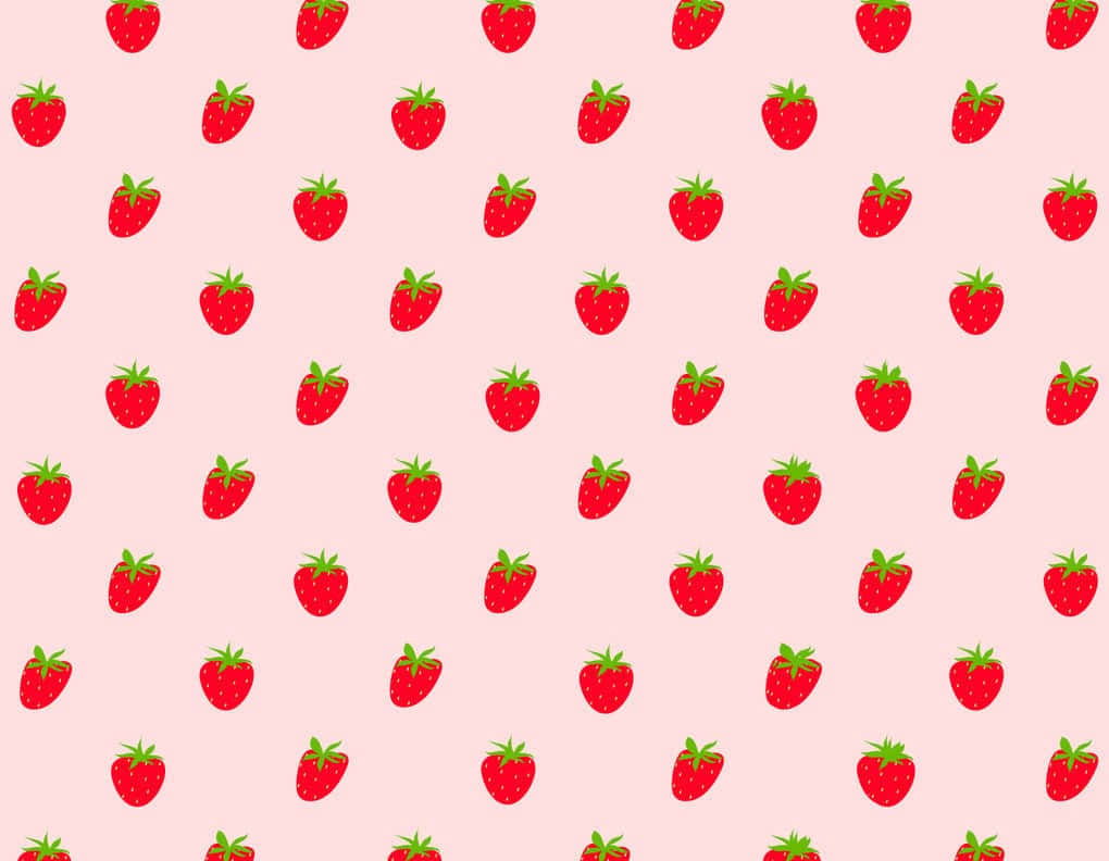 Aesthetic Pink Pattern Strawberries Background
