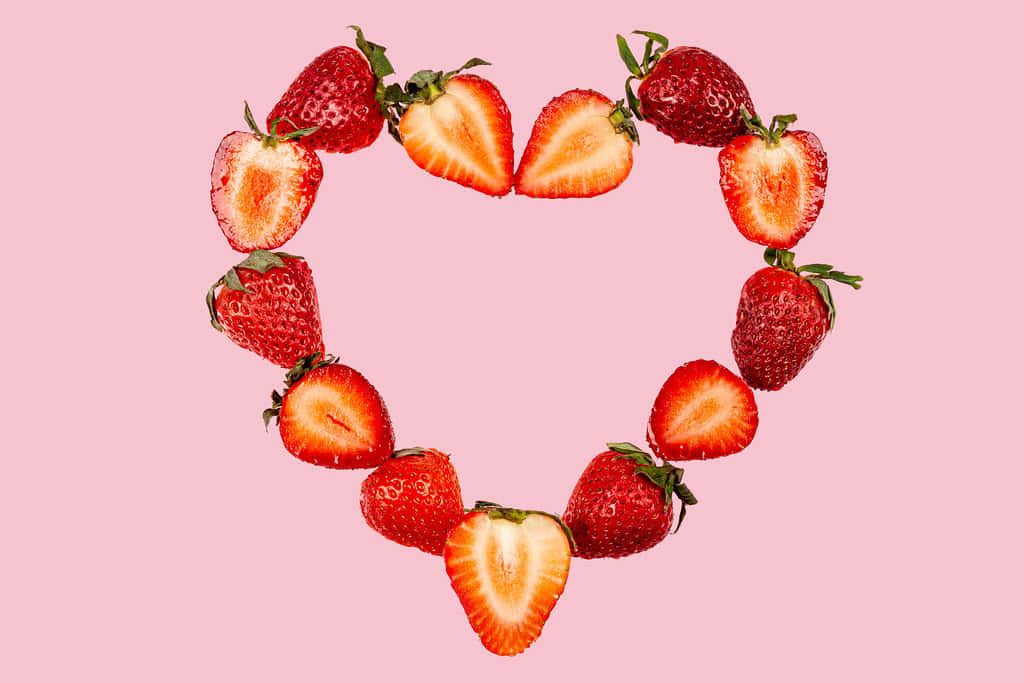 Fresh Heart Strawberries Background