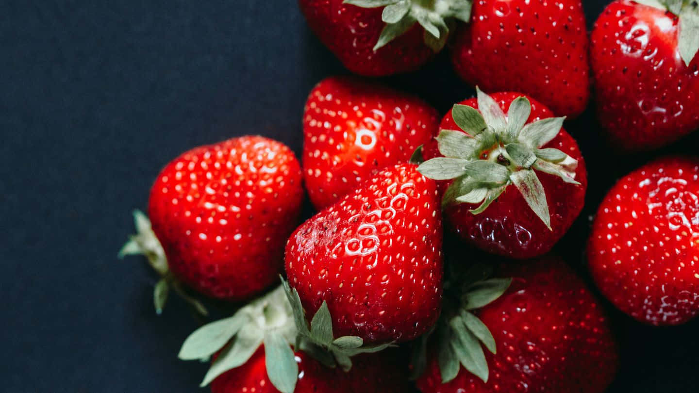 Dark Aesthetic Fresh Strawberries Background