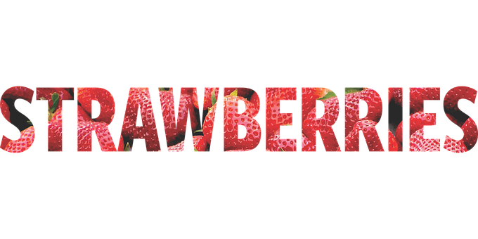 Strawberries Text Filled Image PNG