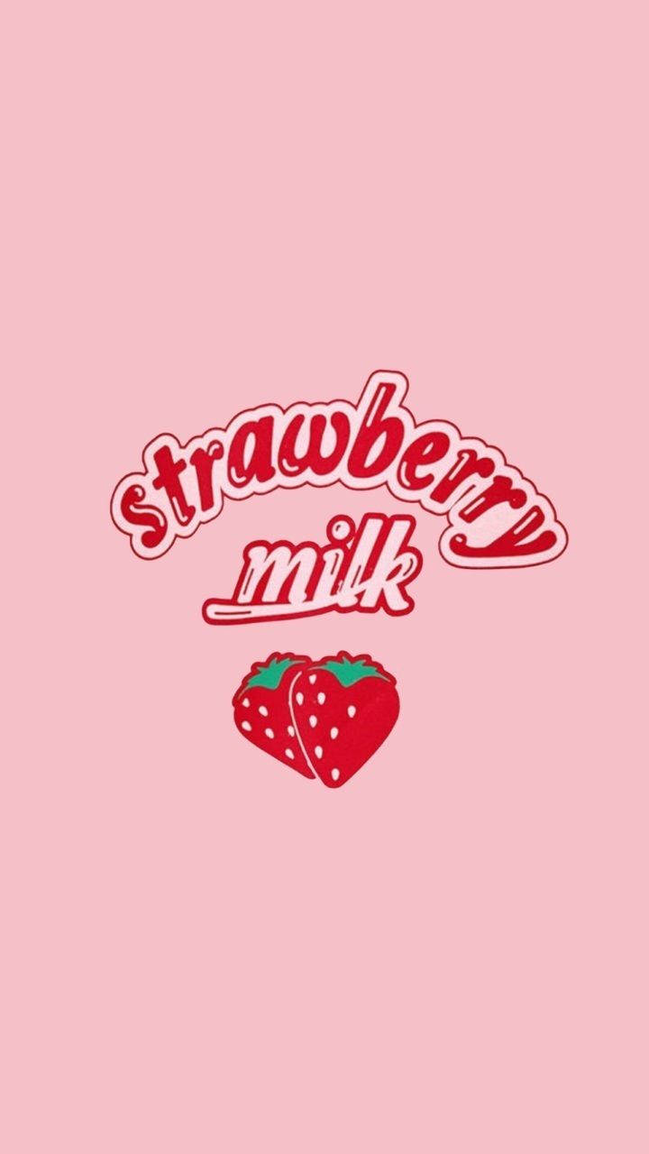 Strawberry Milk Logo On A Pink Background Wallpaper