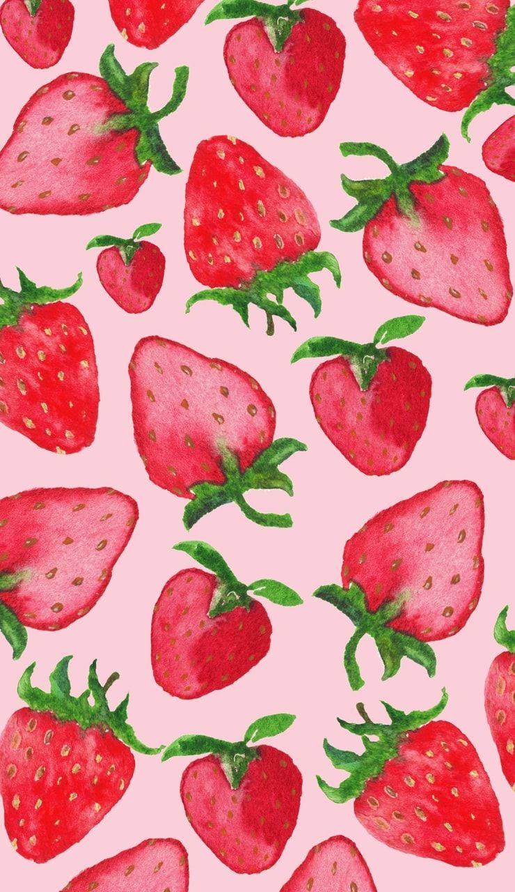 Delicious Strawberry Aesthetic Iphone Screen Background