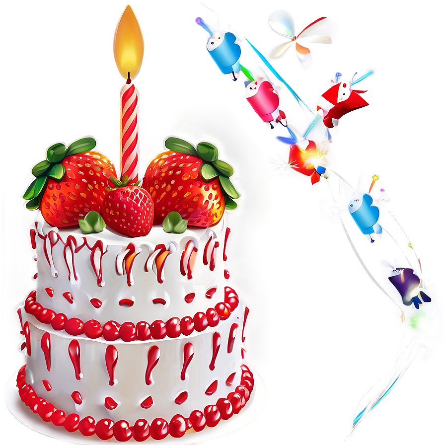 Strawberry Birthday Cake Png 06212024 PNG