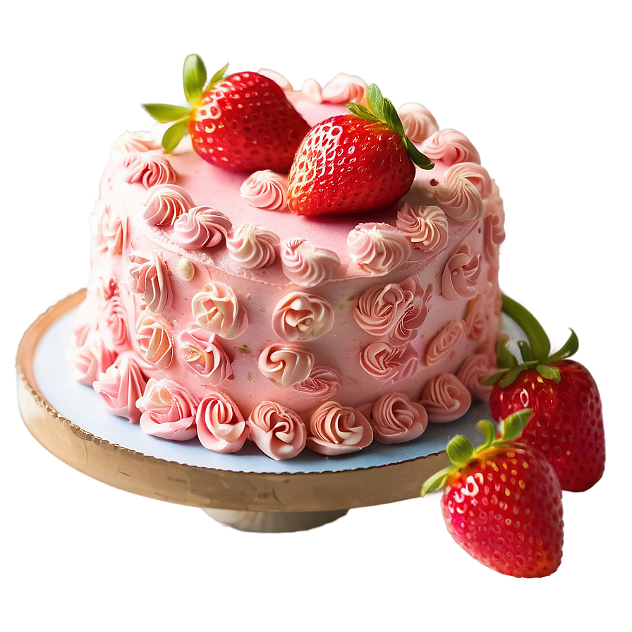 Strawberry Buttercream Cake Png 06212024 PNG