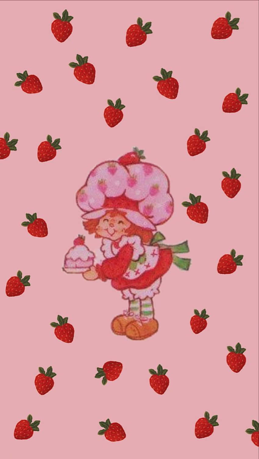 Strawberry Character Vintage Cartoon Wallpaper
