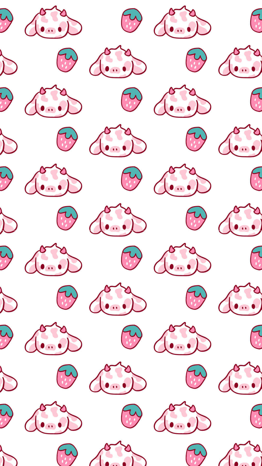 Whimsical Strawberry Cow Wallpaper