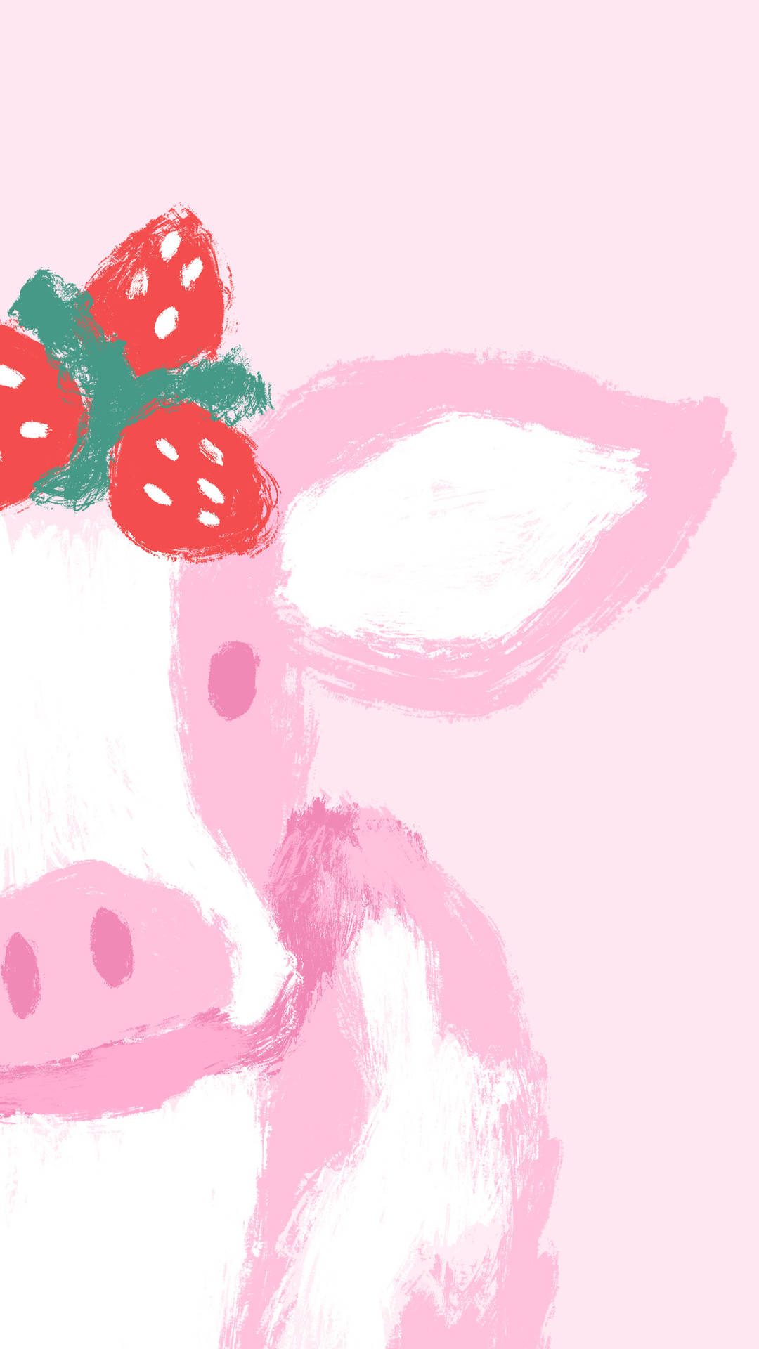 Ilustraciónestilo Crayón De Vaca Fresa Fondo de pantalla