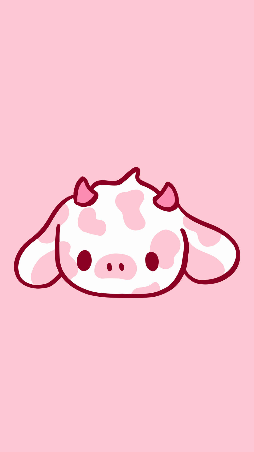 Strawberry Cow Cute Pink Horns Wallpaper