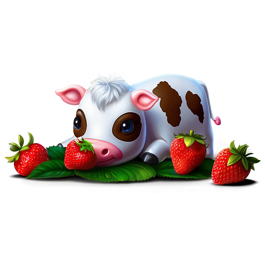 Strawberry Cow Digital Artwork Png Fhc52 PNG