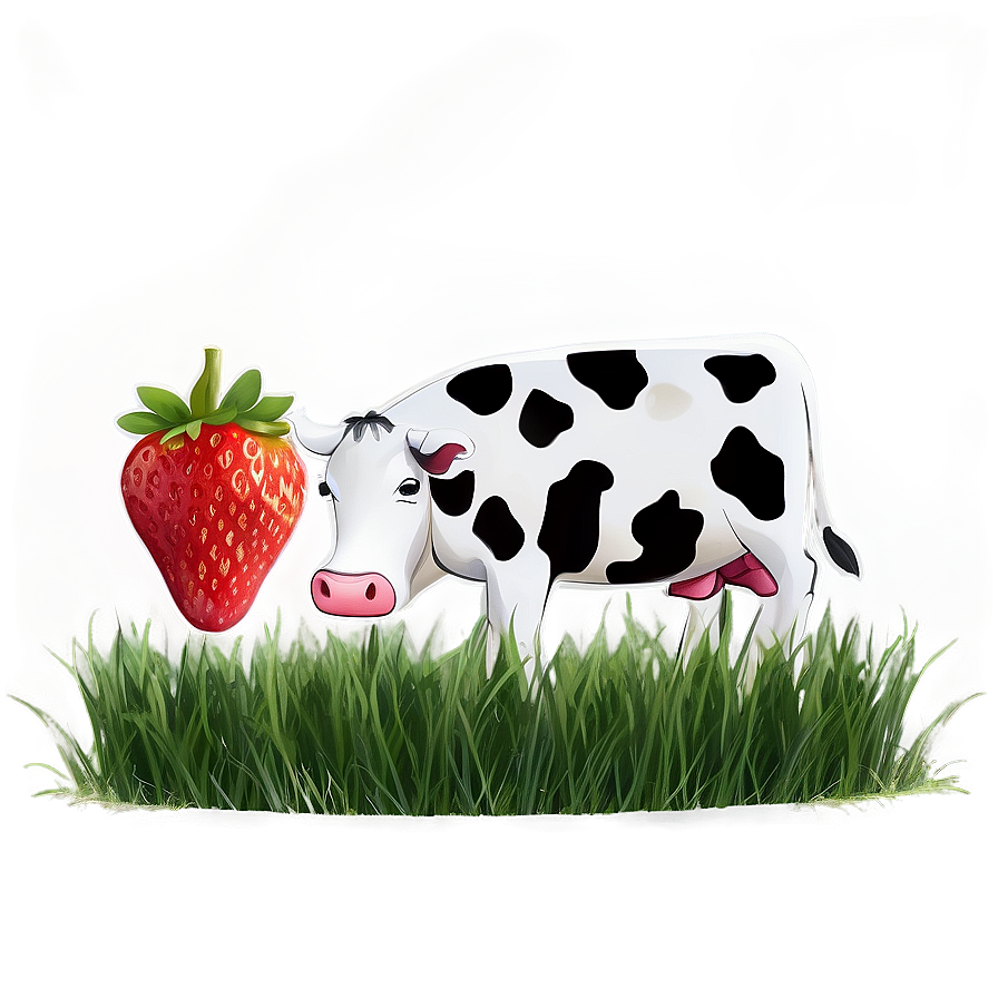 Strawberry Cow In Grass Png 32 PNG