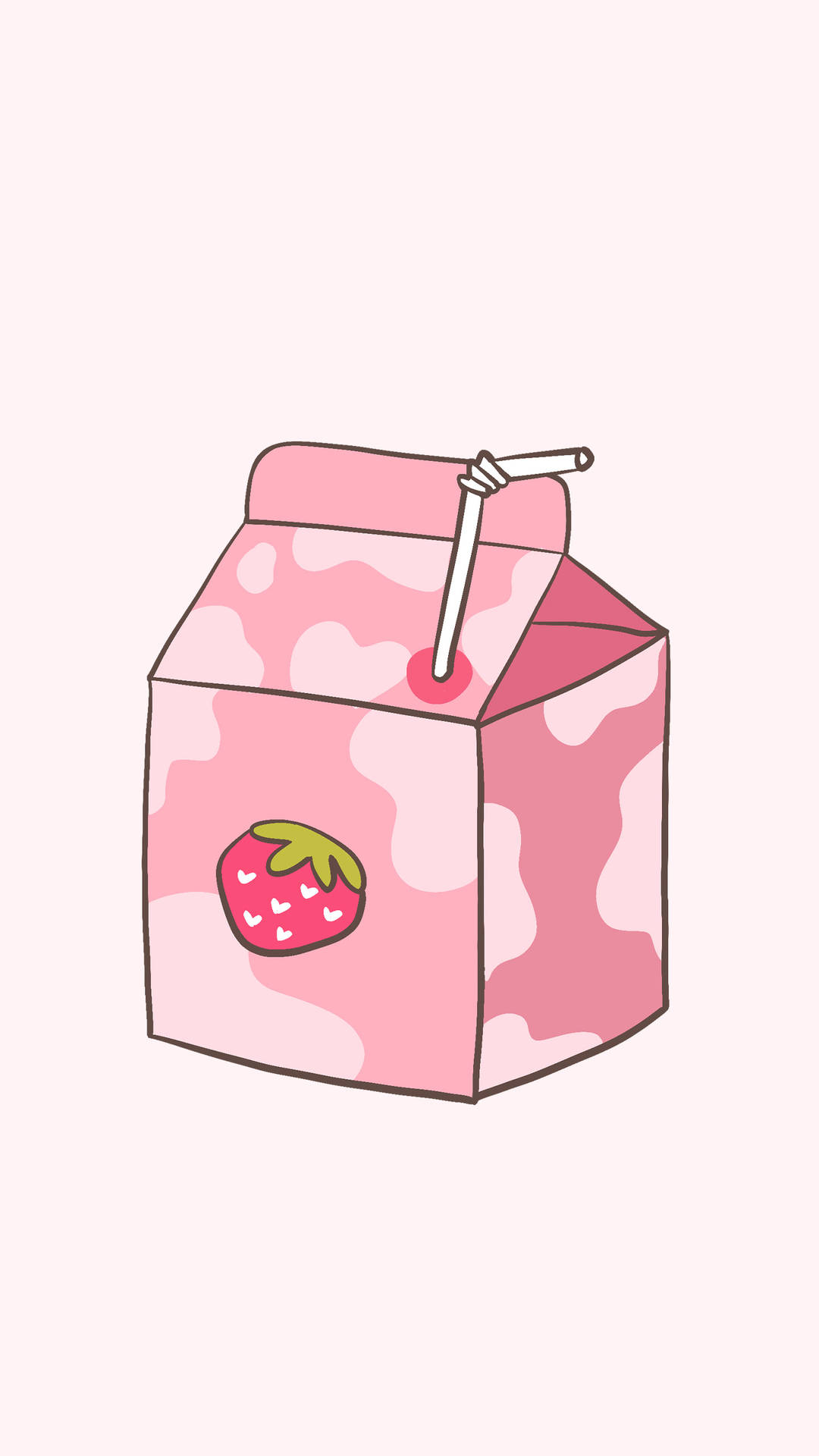 Strawberry Cow Milk Carton With Straw Wallpaper