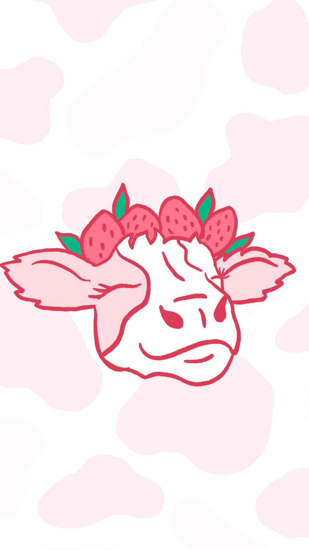 Strawberry Cow With A Pink And White Background Wallpaper