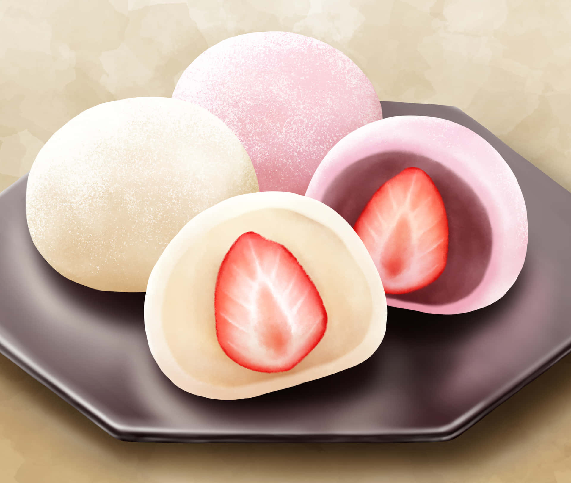 Strawberry Daifuku Mochi Anime Style Wallpaper