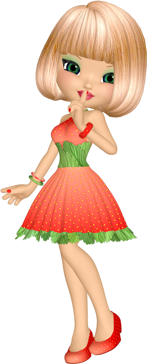 Strawberry Dress Cartoon Girl PNG
